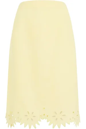 Bottega Veneta Midi Skirts, female, , 2XS, Chalk Banana Embroidery Skirt