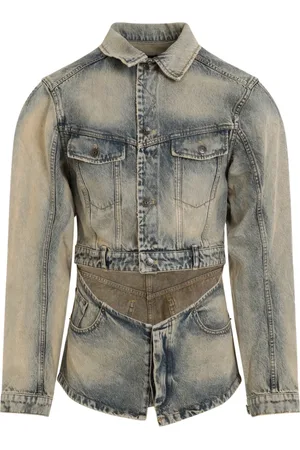 EgonLab Denim Jackets, male, , M, Champagne Stonewashed Cutout Denim Jacket