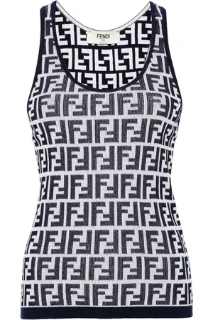 Fendi Sleeveless Tops, female, , XS, Jacquard Logo Sleeveless Top