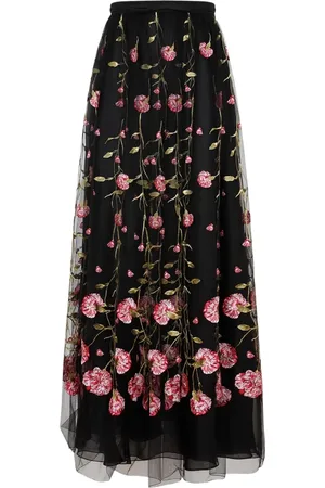 Giambattista Valli Midi Skirts, female, , XS, Black Rose Polyester Midi Skirt
