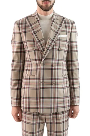 COR SINE LABE DOLI Blazers, male, , 2XL, Check Print Double-Breasted Jacket