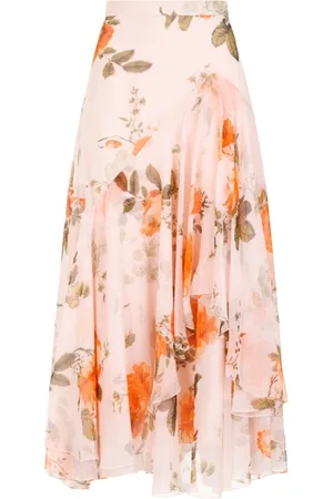 Erdem Midi Skirts, female, , 2XS, Midi Skirt with Tiered Frilled Hem