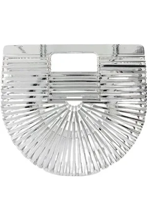 Cult Gaia Clutches, female, , ONE SIZE, Silver Acrylic Mini Top Handle Clutch