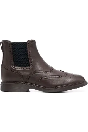 Hogan Leather Chelsea Boot with Brogue Detailing