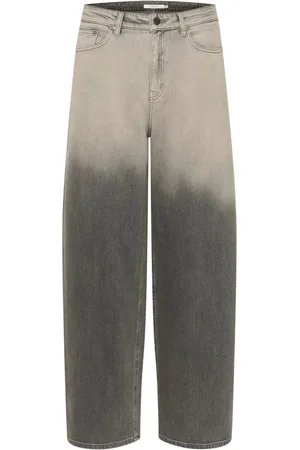 Gestuz Wide Leg Grey Jeans with Gradient Print