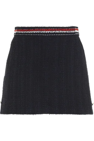 Thom Browne Short Skirts, female, , XS, Navy Blue Striped Mini Skirt