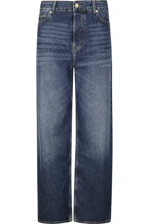 Ganni Straight Jeans, female, , W28, Wide Leg Rigid Denim Izey Jeans