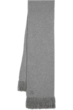 Golden Goose Winter Scarves, male, , ONE SIZE, Grey Wool Ribbed Knit Scarf
