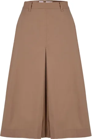 Bomboogie Midi Skirts, female, , L, Stretch Cotton Midi Skirt with Belt