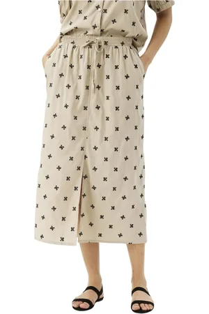 In Front Feminine Skirt with Print and Elastic Waist