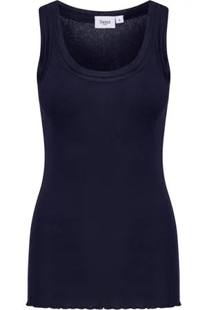 Saint Tropez Sleeveless Tops, female, , XS, Crinkled Edge Tank Top Night Sky