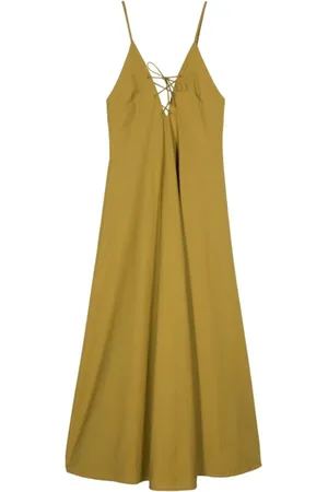 FORTE FORTE Khaki Poplin V-Neck Dress