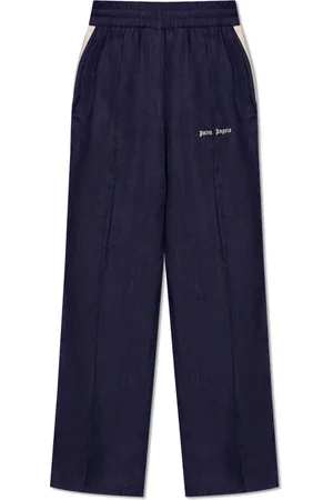 Palm Angels Straight Trousers, male, , M, Linen Trousers with Logo