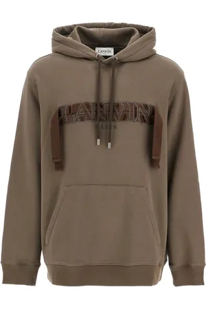 Lanvin Hoodies, male, , M, Hooded Curb Sweatshirt with Lace Appliques