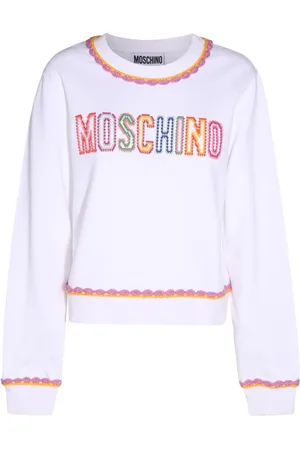 Moschino Sweatshirts, female, , XS, Orange Sweatshirt with Embroidered Logo