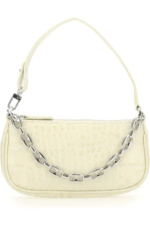 By Far Mini Rachel Cream Croco Emboss Bag
