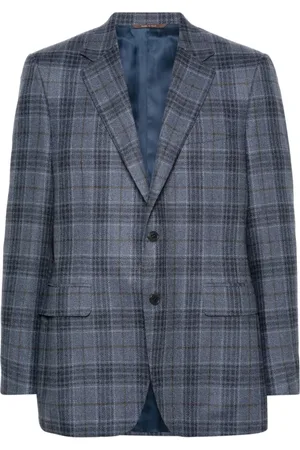 CANALI Blazers, male, , 2XL, Checkered Wool Silk Blazer