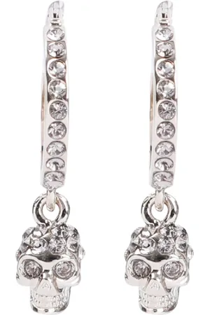 Alexander McQueen Statement Metallic Earrings with Crystal Skulls