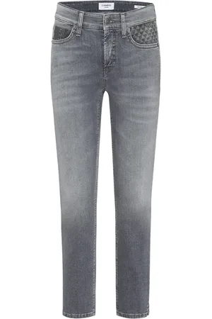 Cambio Grey Cropped Jeans with Glimmer Details
