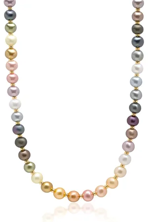 Nialaya Necklaces, male, , S, Pastel Pearl Necklace with Gold
