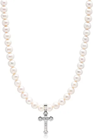 Nialaya Pearl Necklace with Silver Cross