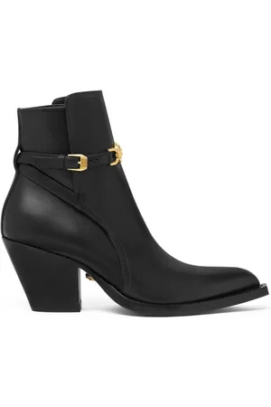 VERSACE Leather Cuban Heel Boots