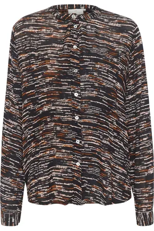 Kaffe Shirts, female, , 3XL, Black Irregular Lines Shirt Blouse