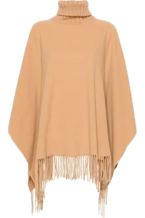 Fabiana Filippi Capes, female, , ONE SIZE, Camel Knitted Cape Jacket