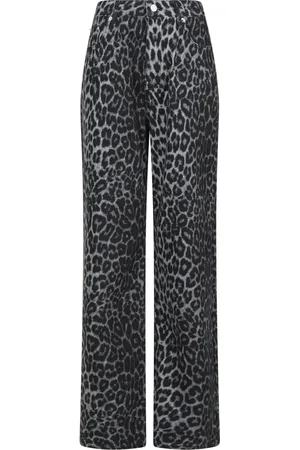 Neo Noir Leopard Print Straight-Leg Jeans Grey Leo