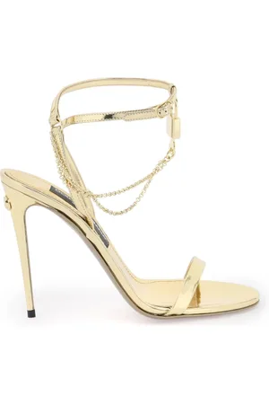 Dolce & Gabbana Laminated Leather Sandals with Charm