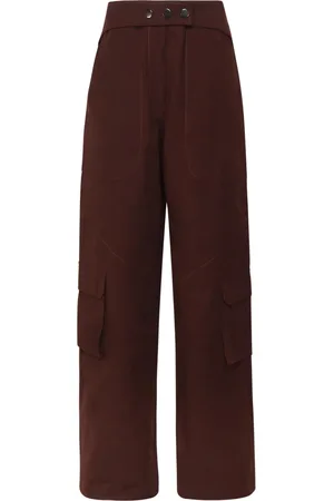 Andamane Wide Trousers, female, , M, Suede Cotton Trousers with Pockets