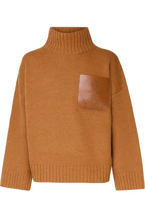 J.W.Anderson Turtlenecks, male, , M, Wool Polo Neck Jumper with Leather Pocket