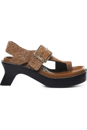 Loewe High Heel Sandals, female, , 4 UK, Brushed Suede Sandals with Metal Buckles