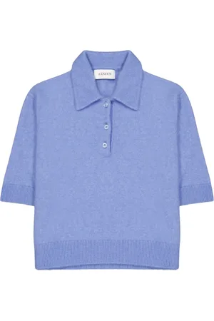 LANEUS Short Sleeve Cashmere Silk Polo Shirt
