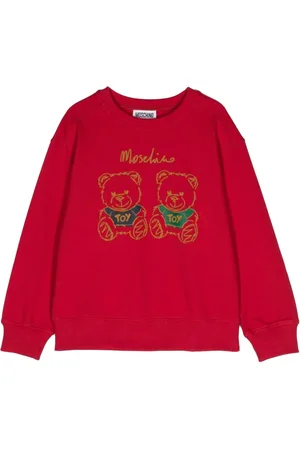 Moschino Sweatshirts, unisex, , 4 Y, Long Sleeve Cotton Sweatshirt with Two Toy Print