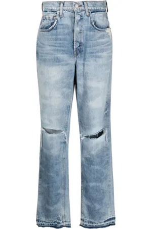 Cotton Citizen Straight Jeans, female, , W26, Black Kate Straight-Leg Ripped Jeans