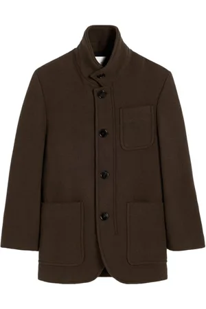 Ami Coffee Wool High Neck Coat