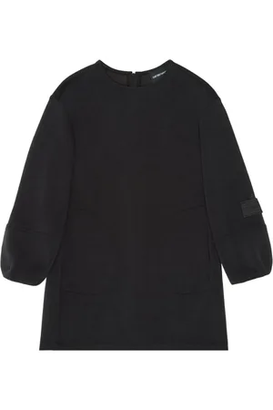 Emporio Armani Dresses, female, , 14 Y, Stretch dress with round neck and long sleeves