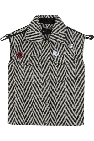 John Richmond Vests, unisex, , 8 Y, Chevron Logo Gilet Button Closure