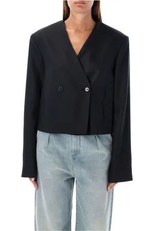 Loulou Studio Blazers, female, , M, Wool-Blend Cropped Blazer