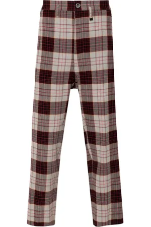 Vivienne Westwood Straight Trousers, male, , M, Check Pattern Slim Cut Cropped Trousers