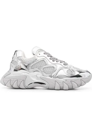 Balmain Sneakers, male, , 7 UK, Metallic Panelled Mesh Trainers