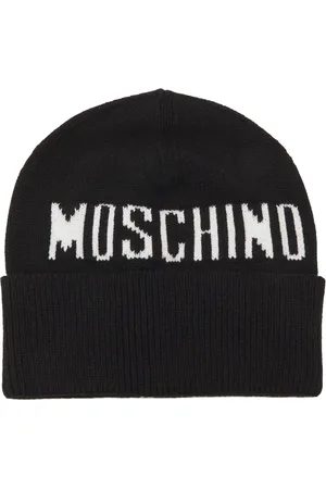Moschino Hats & Caps, unisex, , M, Jacquard Knit Hat with Front Logo