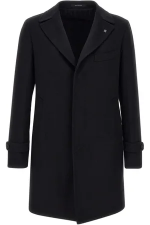 Men's Wool Coat with Peak Lapel