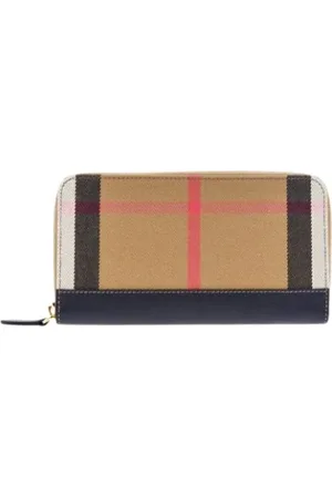Burberry Checkered Black Leather Zip Wallet