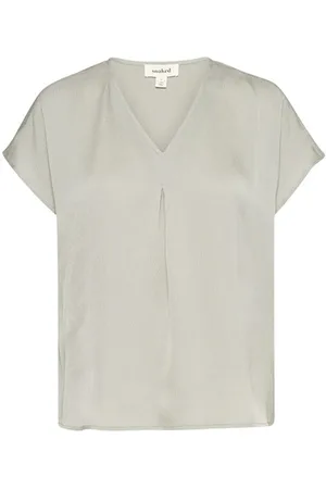 Soaked in Luxury T-Shirts, female, , S, Feminine V-Neck Top Blouse Shadow