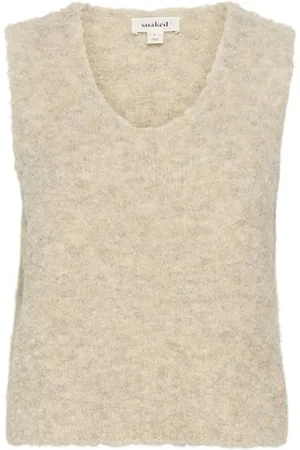 Soaked in Luxury Round-neck Knitwear, female, , 2XL, Soft Knit Vest Oatmeal Melange