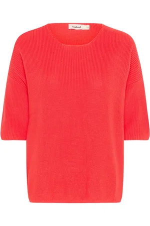 Soaked in Luxury Round-neck Knitwear, female, , M, Cotton Jumper Hot Coral