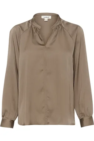 Soaked in Luxury Blouses, female, , S, Elegant V-Neck Blouse Morel