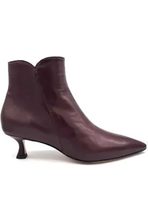 MARA BINI Heeled Boots, female, , 3 UK, Burgundy Leather Ankle Boot Zipper Back